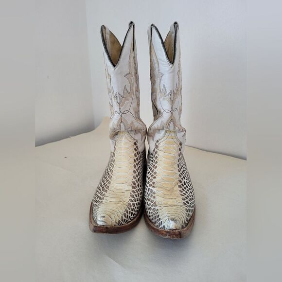 White Python Reptile Leather Boots Mexican Vaquero Cowboy Western Mex 26 US 7 - Picture 2 of 10